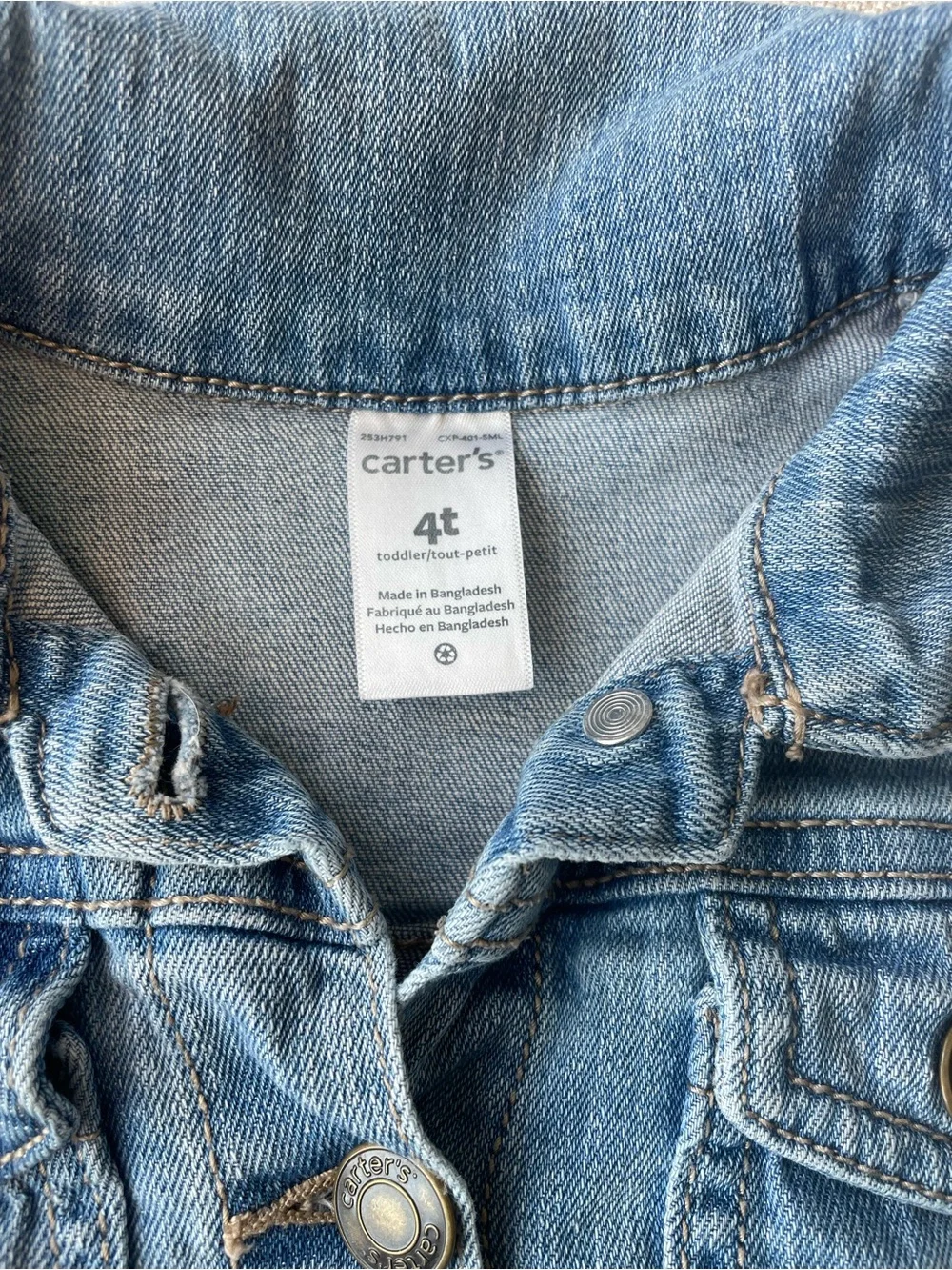 Light Blue Denim Jacket with Embroidered back-to-school Rainbow
